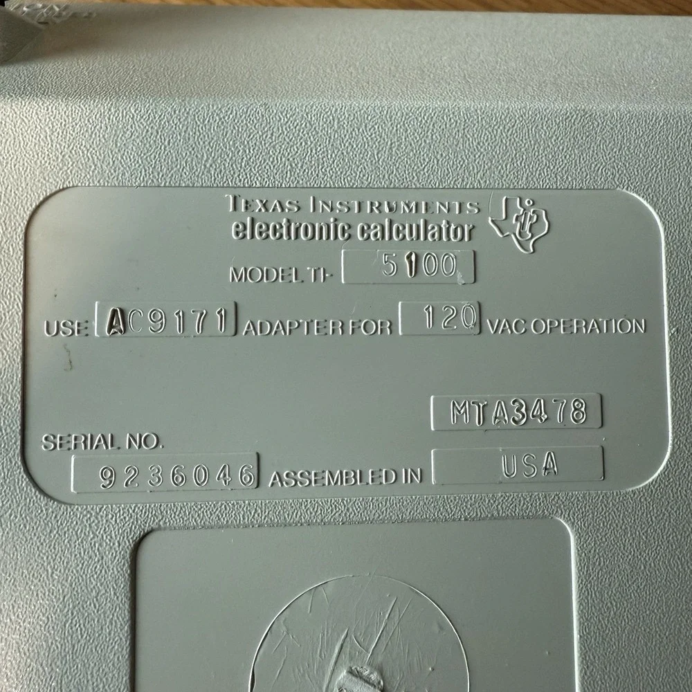 1976 Texas Instruments Calculator Model TI-5100 Electric Power Supply Tested